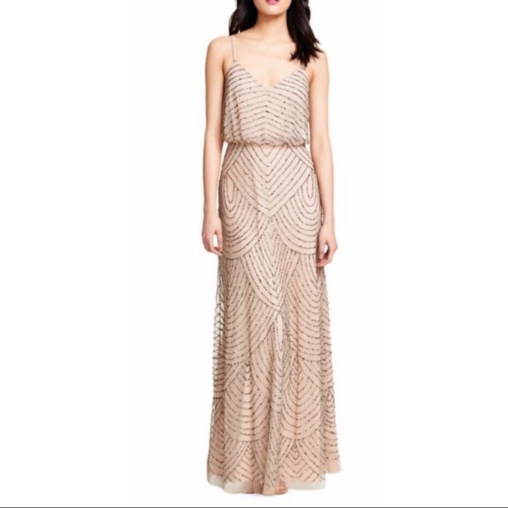 Adrianna Papell Sequined Blouson Gown